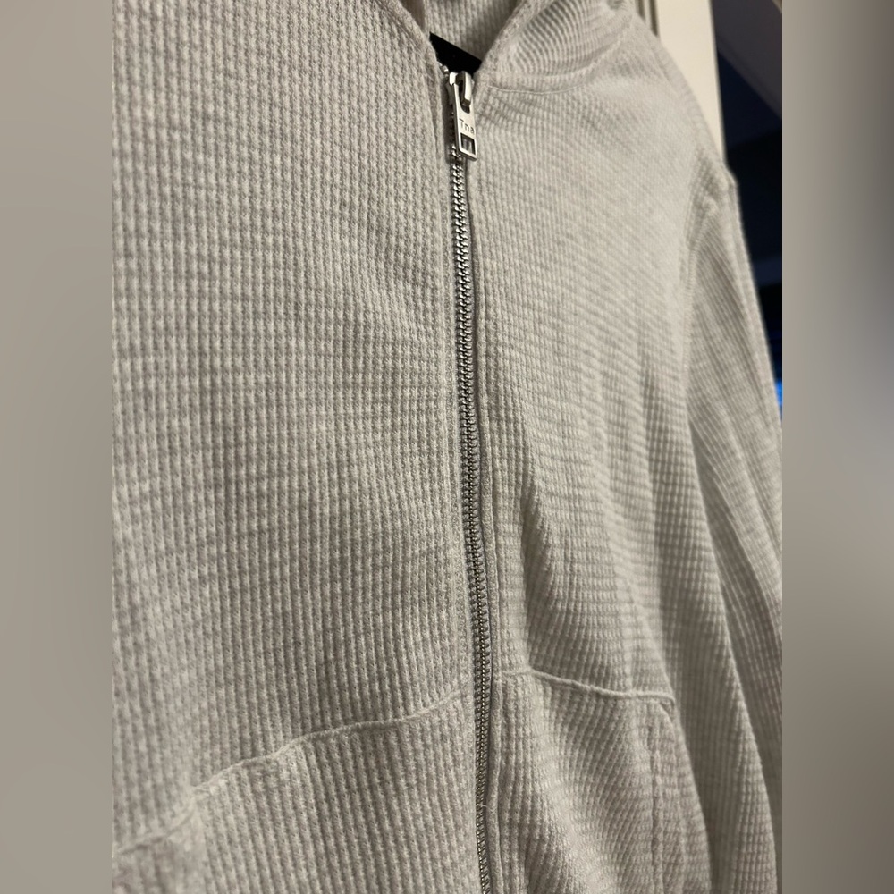 TNA Waffle Zip Hoodie in Heather Chrome (Zip-Up Thermal Hoodie) - Aritzia - Picture 7 of 11